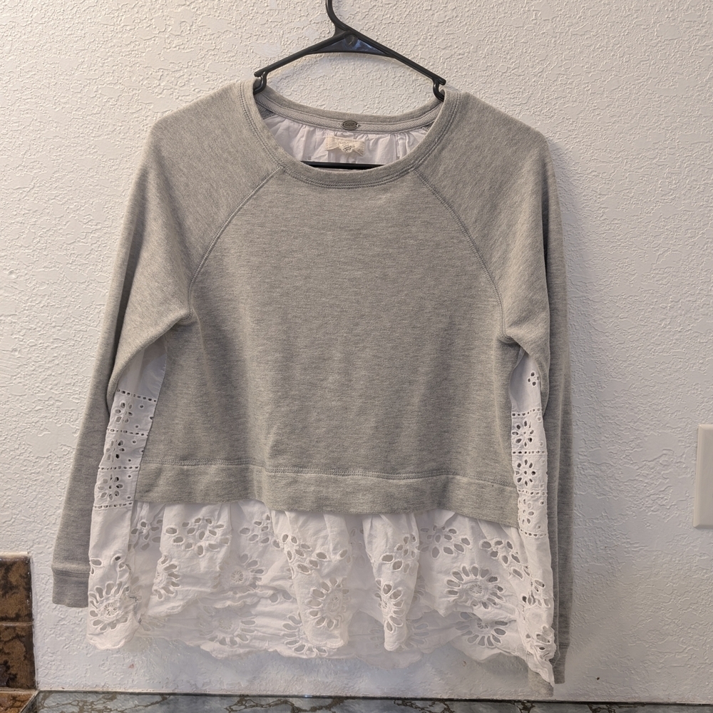 Gray and White Women's Top